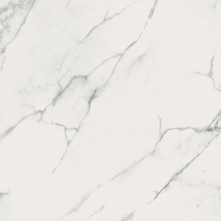 Detalj sjajne polirane površine Calacatta Marble White Polished 60x60cm Maissen – bela osnova sa suptilnim sivim calacatta mermernim žilama