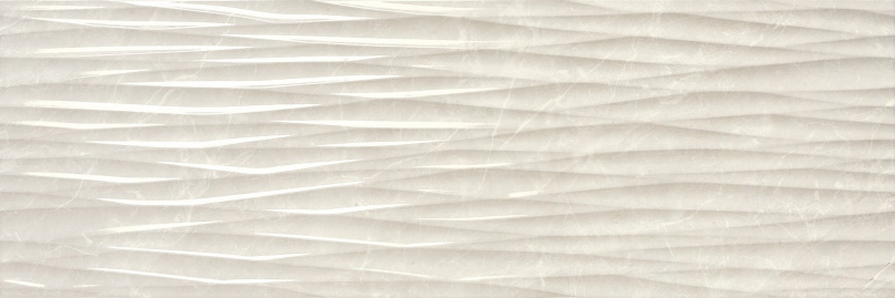 Detalj sjajnog 3D Dune reljefa Balmoral Sand Dune 30x90cm Baldocer – talasasta tekstura sa izraženim varijacijama tona bež mermera