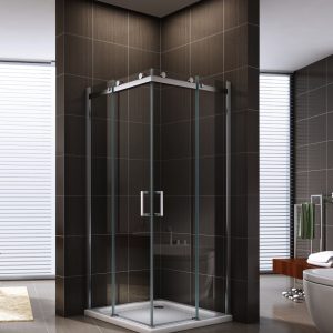 Exceed EX-803 tuš paravan 80x80cm sa kliznim vratima i kaljenim providnim staklom 8mm u modernom svetlom kupatilu sa NANO premazom