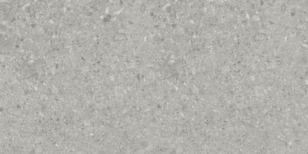 Detalj mat površine Bergamo Gris 60x120cm Prissmacer – fini teraco efekat u sivoj nijansi sa prirodnim mineralnim prelivima