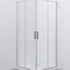 Semper 5006 Silver tuš kabina 80x80cm sa kliznim vratima i kaljenim providnim staklom 6mm u modernom minimalističkom kupatilu